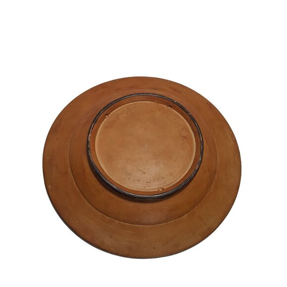 Decorative Plate VTG Mayan Aztec Tribal Clay Terracotta Folk Art 10" Wall Decor - Picture 4 of 6